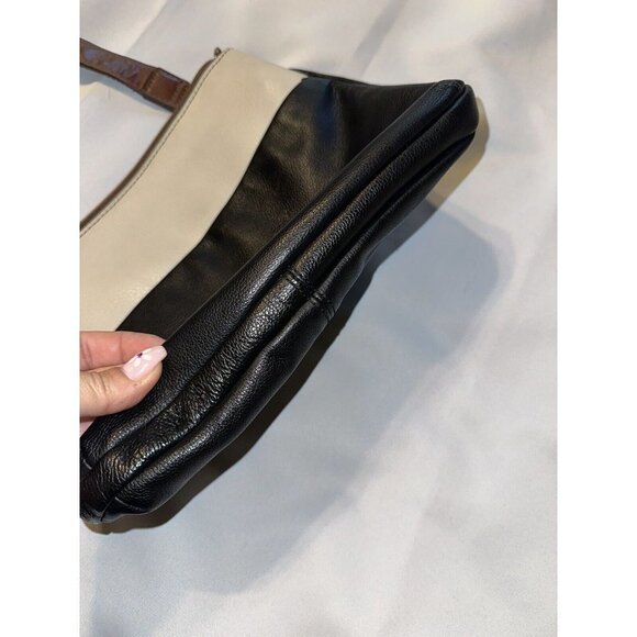 Fossil Colorblock Crossbody Bag Black Cream Leather Messenger Adjustable Strap - Picture 9 of 11